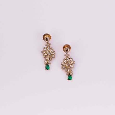 Necklace - Adorned Dewdrop Mehendi Plated Necklace Set - Opal Touch