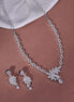 Necklace - Adorned Dewdrop Rhodium Plated Necklace Set - Opal Touch