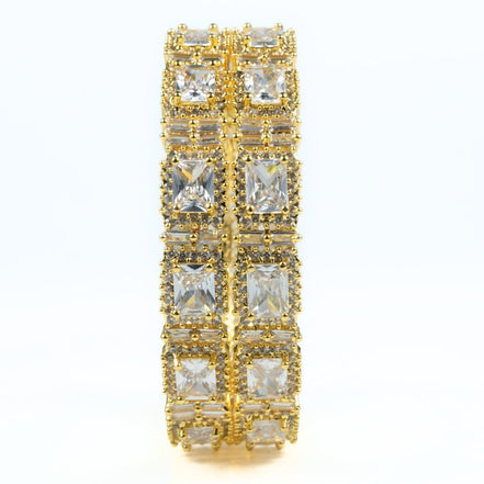 Alluring Party Wear Gold Bangles (Pack of 2) Golden - Opal Touch