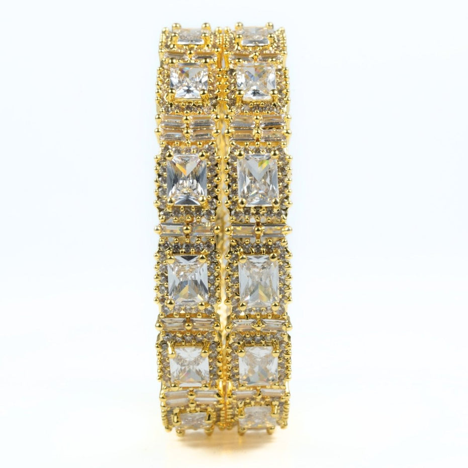 Alluring Party Wear Gold Bangles (Pack of 2) Golden - Opal Touch