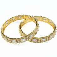 Alluring Party Wear Gold Bangles (Pack of 2) Golden - Opal Touch