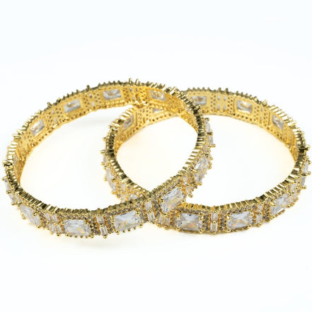 Alluring Party Wear Gold Bangles (Pack of 2) Golden - Opal Touch