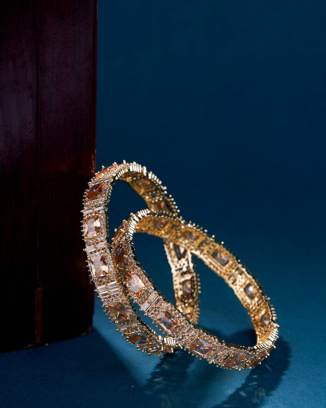 Alluring Party Wear Gold Bangles (Pack of 2) Golden - Opal Touch
