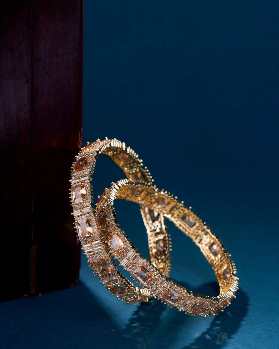 Alluring Party Wear Gold Bangles (Pack of 2) Golden - Opal Touch