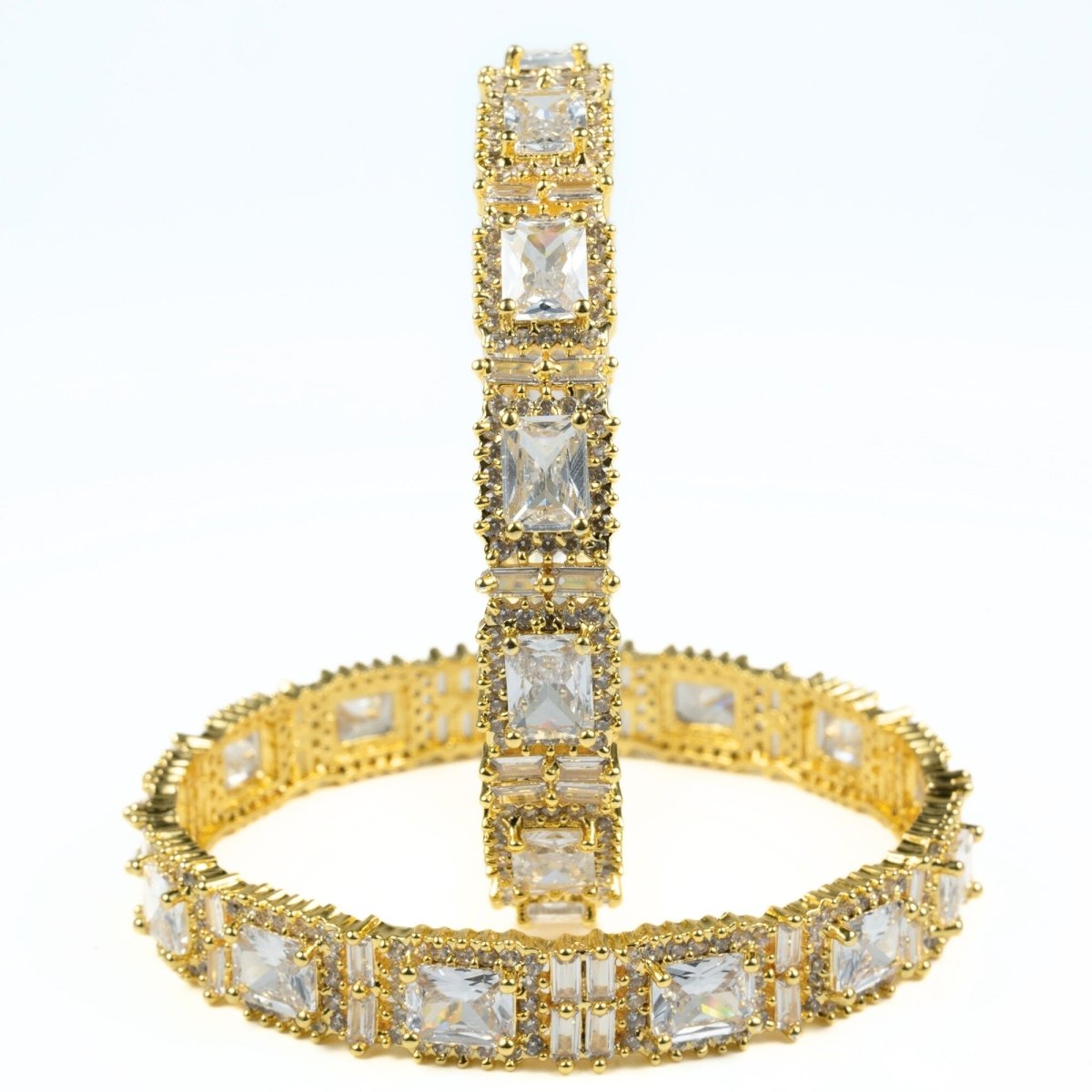 Alluring Party Wear Gold Bangles (Pack of 2) Golden - Opal Touch