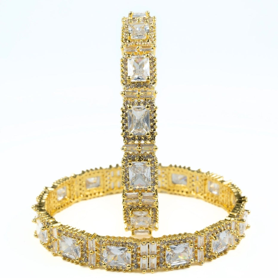 Alluring Party Wear Gold Bangles (Pack of 2) Golden - Opal Touch