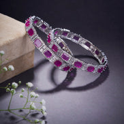 Opal Touch - Alluring Party Wear Rhodium Bangles (Pack of 2) - Bangles