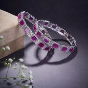 Opal Touch - Alluring Party Wear Rhodium Bangles (Pack of 2) - Bangles