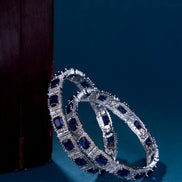 Opal Touch - Alluring Party Wear Rhodium Bangles (Pack of 2) - Bangles