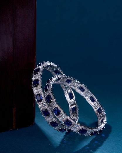 Opal Touch - Alluring Party Wear Rhodium Bangles (Pack of 2) - Bangles