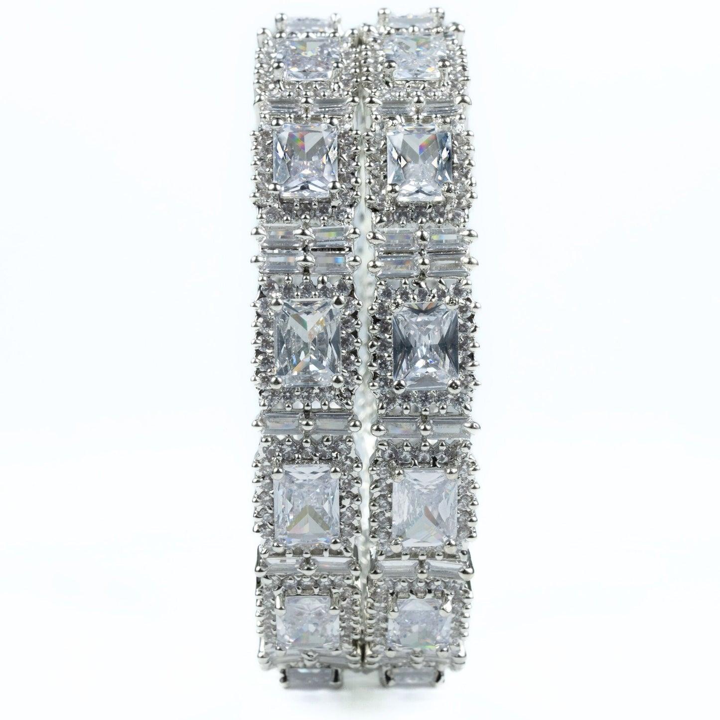 Alluring Party Wear Rhodium Bangles (Pack of 2) - Opal Touch