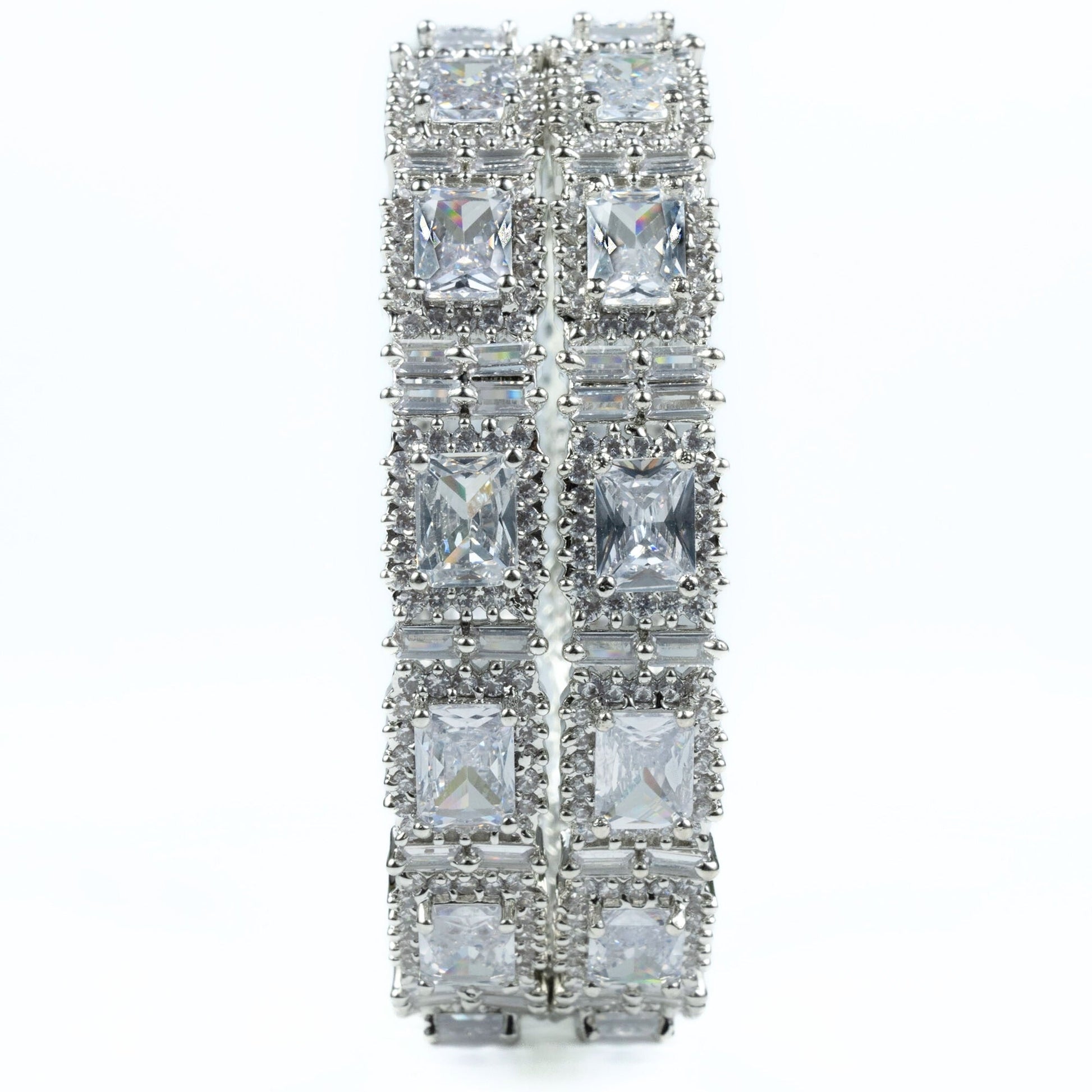 Alluring Party Wear Rhodium Bangles (Pack of 2) - Opal Touch