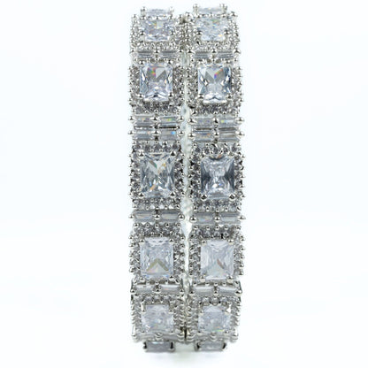 Alluring Party Wear Rhodium Bangles (Pack of 2) - Opal Touch