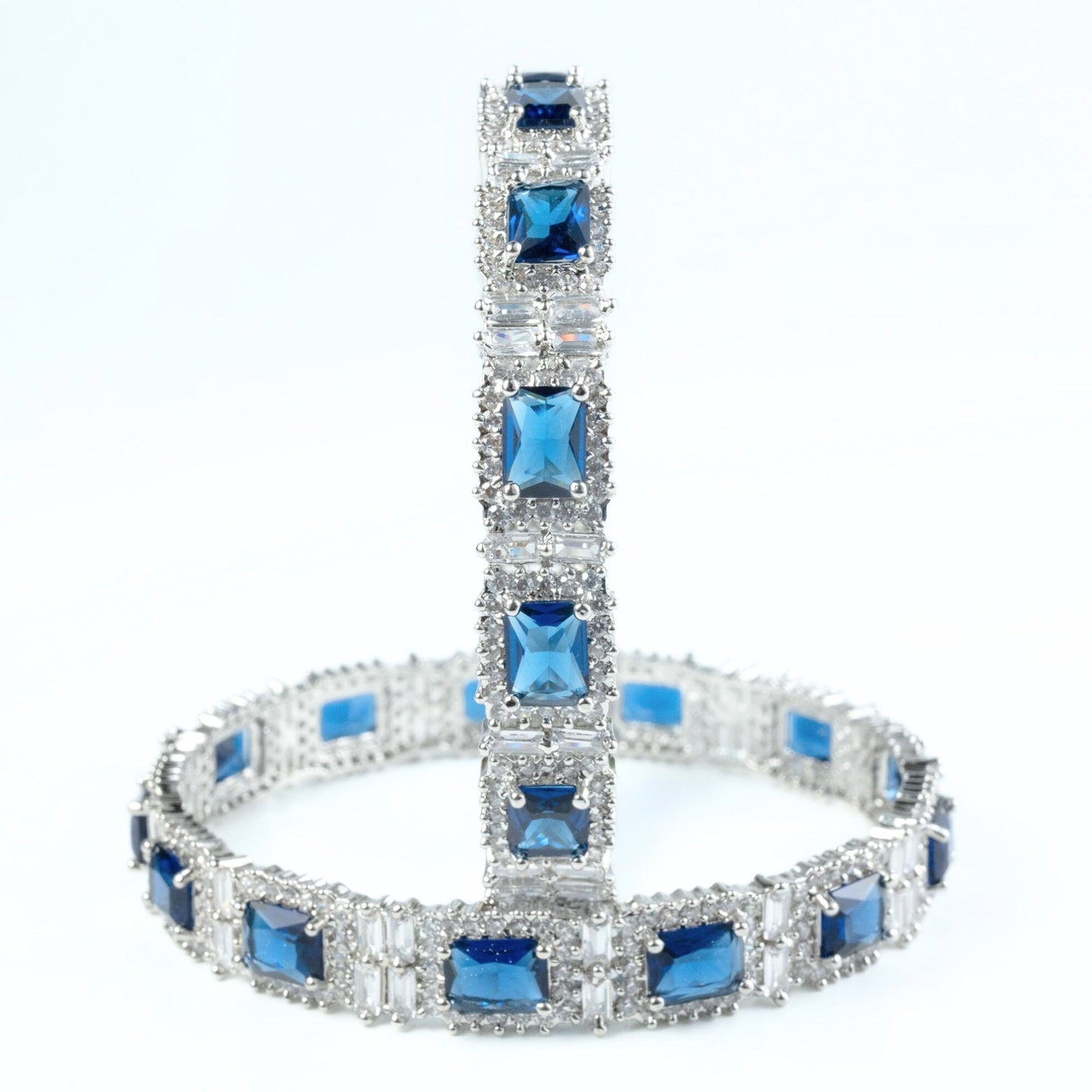 Alluring Party Wear Rhodium Bangles (Pack of 2) - Opal Touch