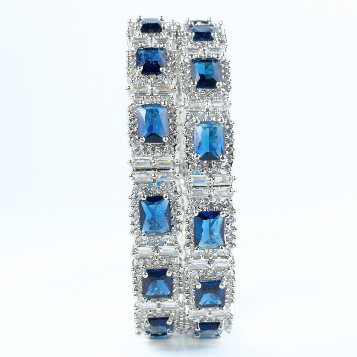 Alluring Party Wear Rhodium Bangles (Pack of 2) - Opal Touch