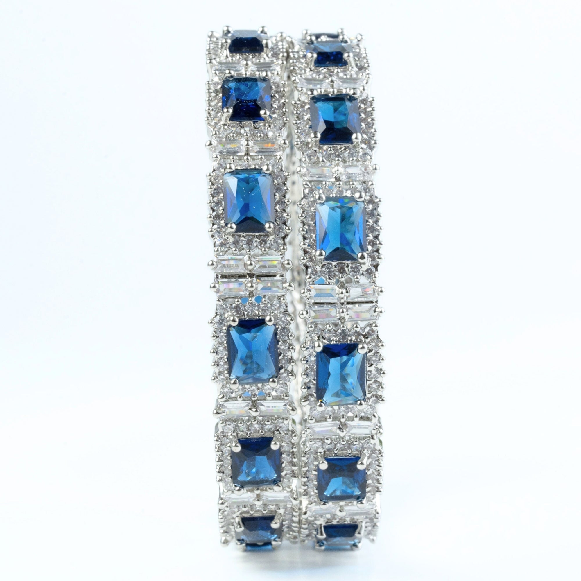 Alluring Party Wear Rhodium Bangles (Pack of 2) - Opal Touch