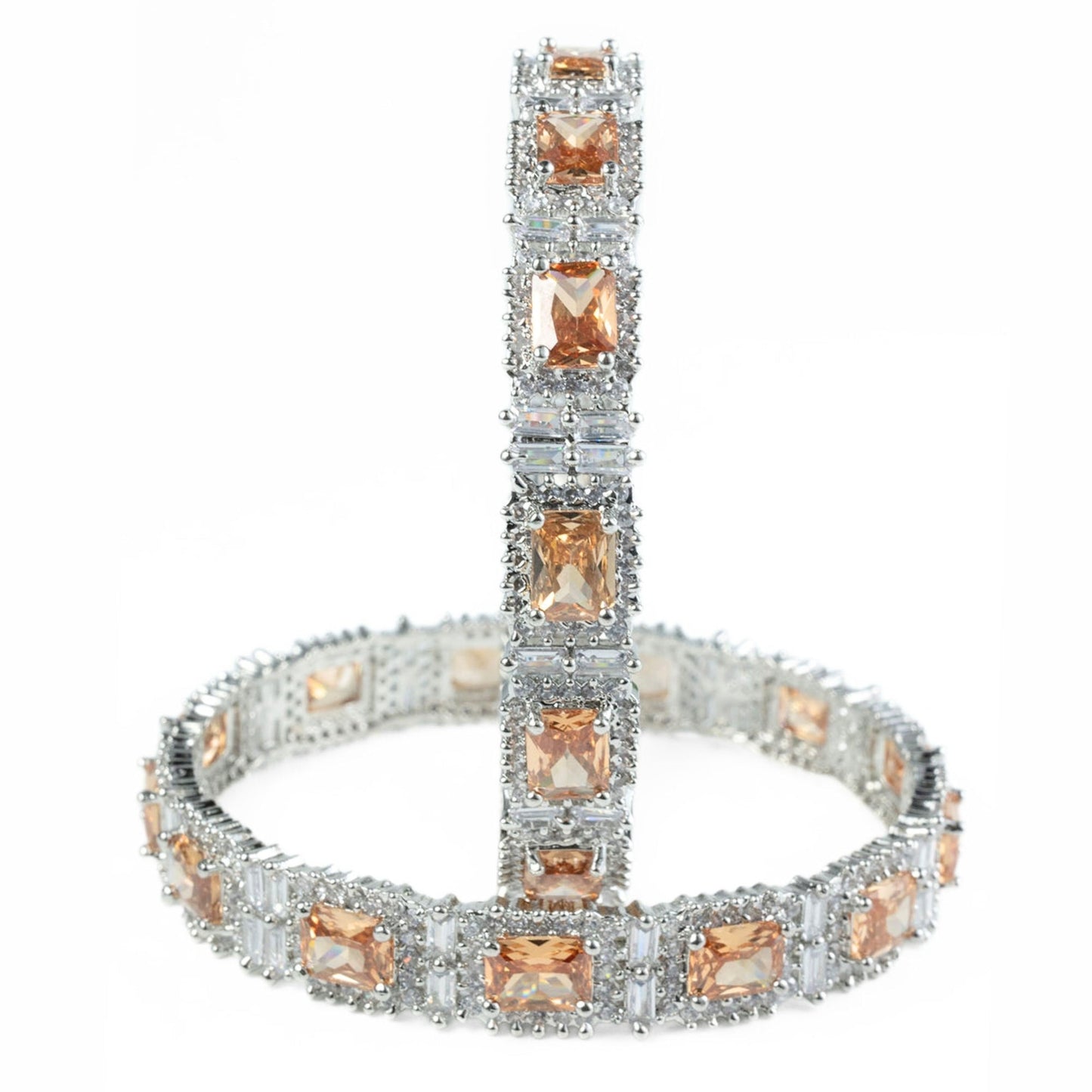 Alluring Party Wear Rhodium Bangles (Pack of 2) - Opal Touch