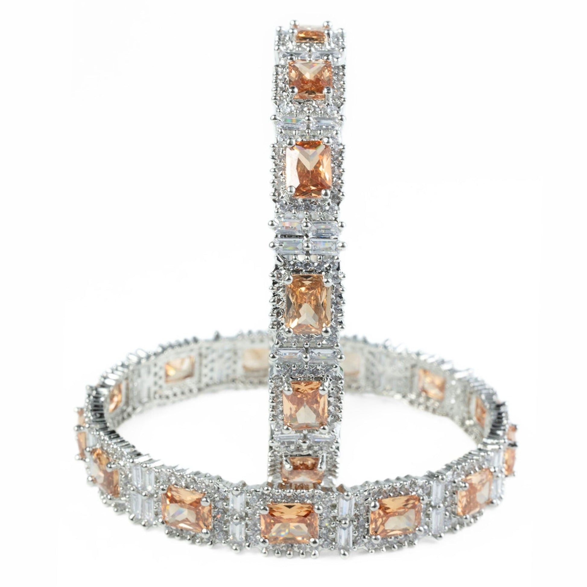 Alluring Party Wear Rhodium Bangles (Pack of 2) - Opal Touch