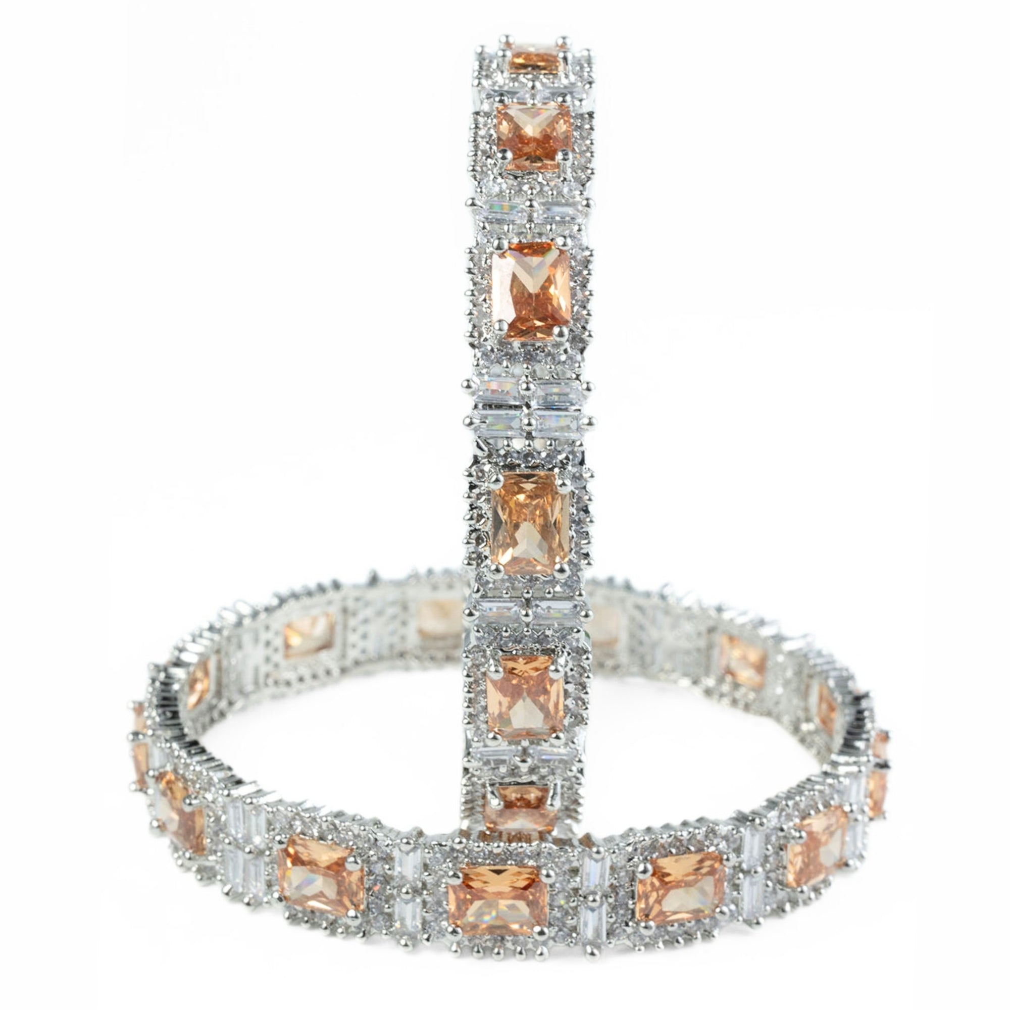 Alluring Party Wear Rhodium Bangles (Pack of 2) - Opal Touch
