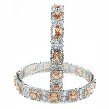 Alluring Party Wear Rhodium Bangles (Pack of 2) - Opal Touch