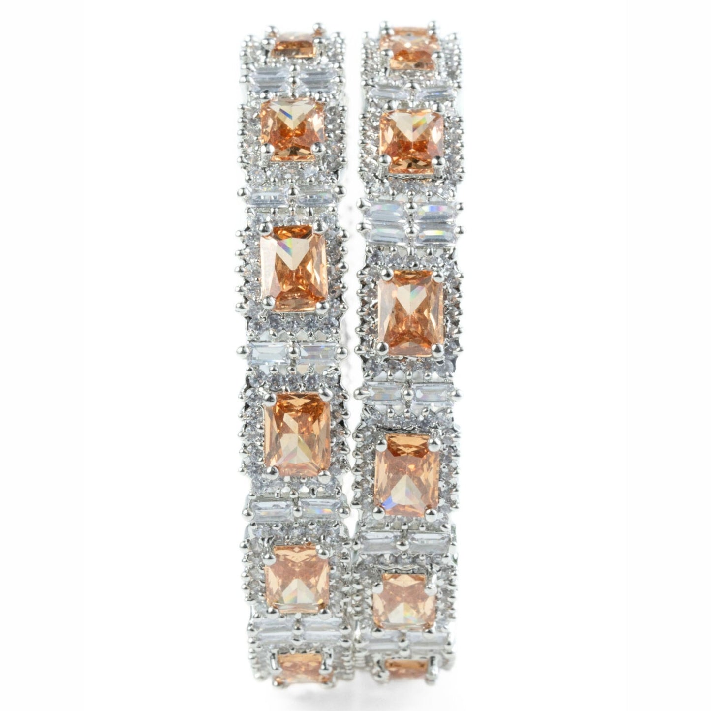 Alluring Party Wear Rhodium Bangles (Pack of 2) - Opal Touch