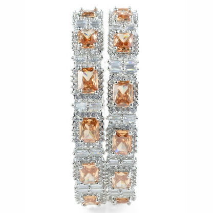 Alluring Party Wear Rhodium Bangles (Pack of 2) - Opal Touch