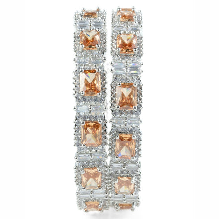 Alluring Party Wear Rhodium Bangles (Pack of 2) - Opal Touch