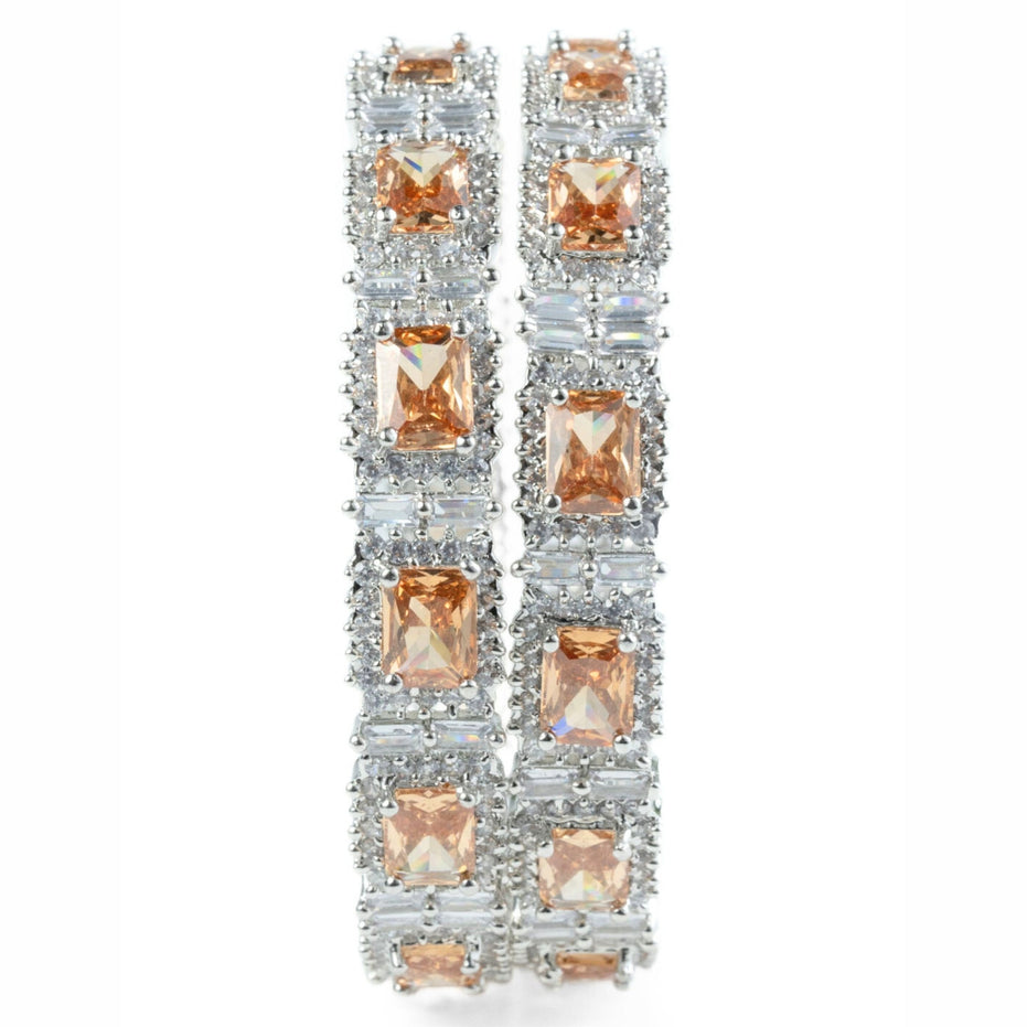 Alluring Party Wear Rhodium Bangles (Pack of 2) - Opal Touch