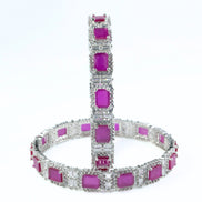 Alluring Party Wear Rhodium Bangles (Pack of 2) - Opal Touch