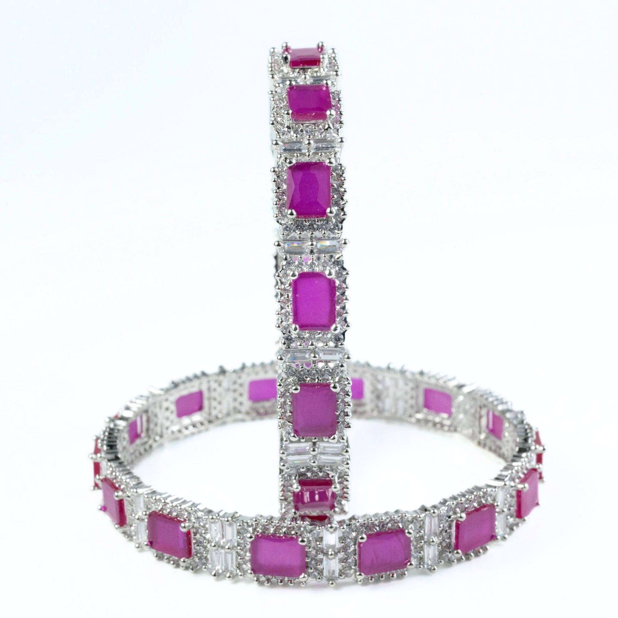 Alluring Party Wear Rhodium Bangles (Pack of 2) - Opal Touch