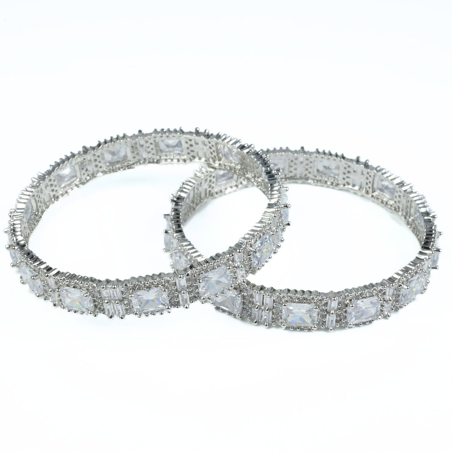 Alluring Party Wear Rhodium Bangles (Pack of 2) - Opal Touch