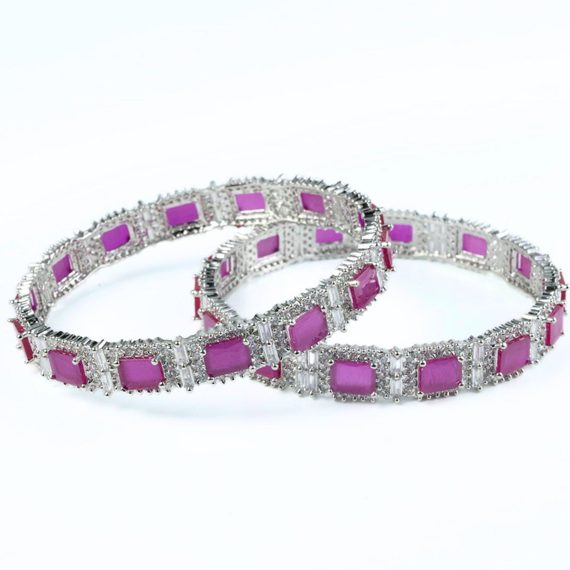 Alluring Party Wear Rhodium Bangles (Pack of 2) - Opal Touch