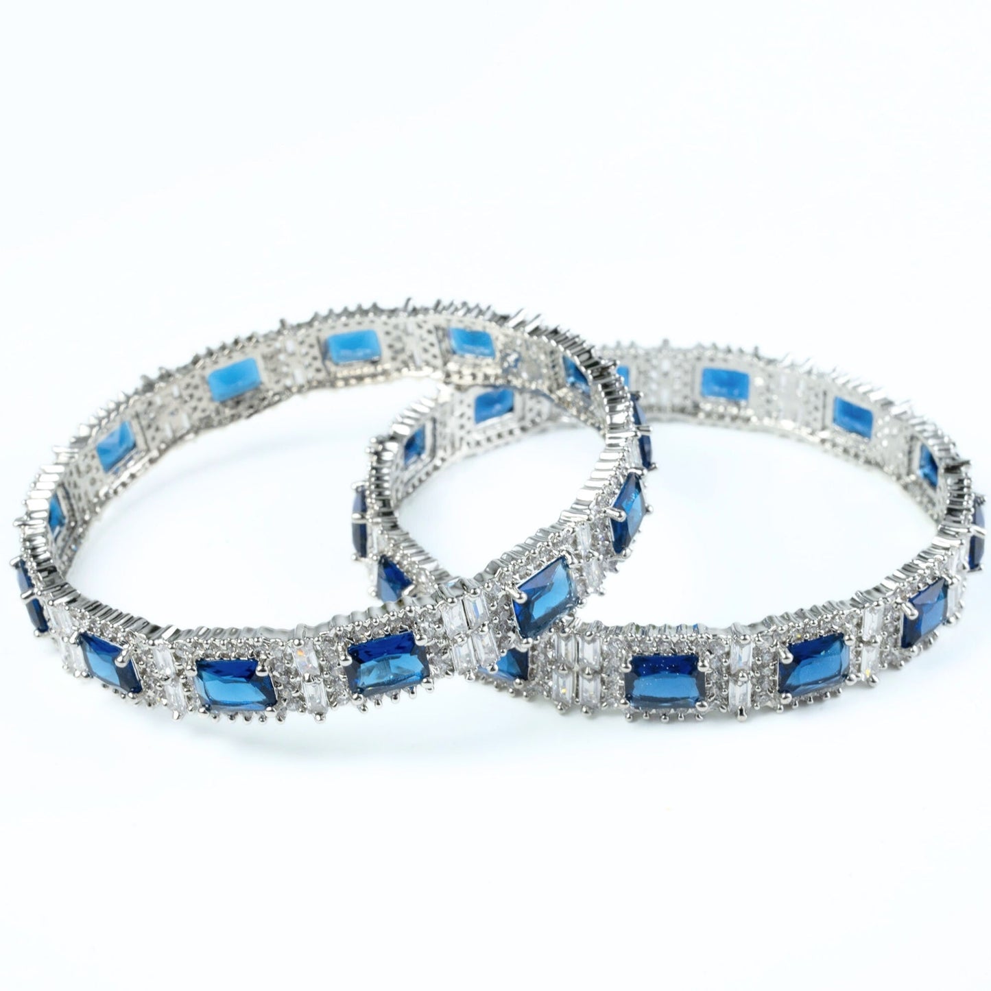 Alluring Party Wear Rhodium Bangles (Pack of 2) - Opal Touch