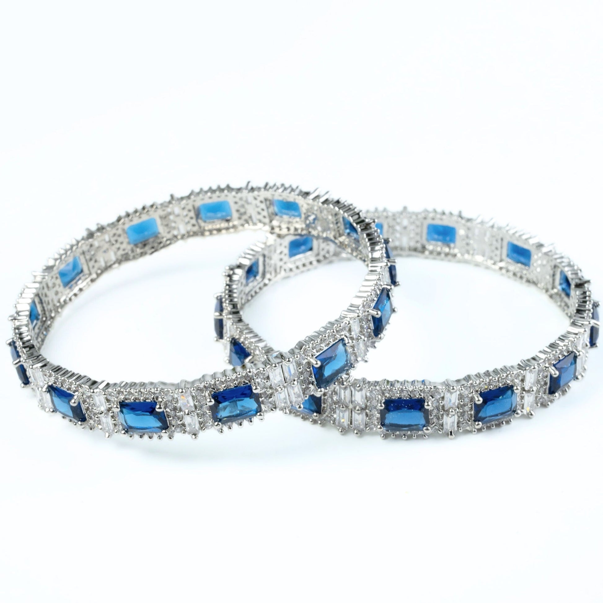 Alluring Party Wear Rhodium Bangles (Pack of 2) - Opal Touch