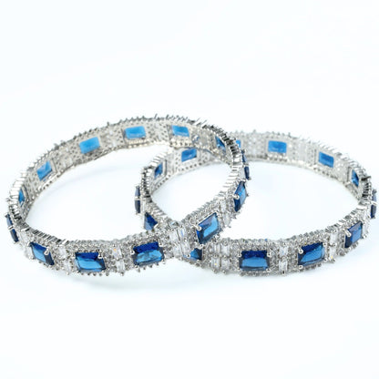 Alluring Party Wear Rhodium Bangles (Pack of 2) - Opal Touch