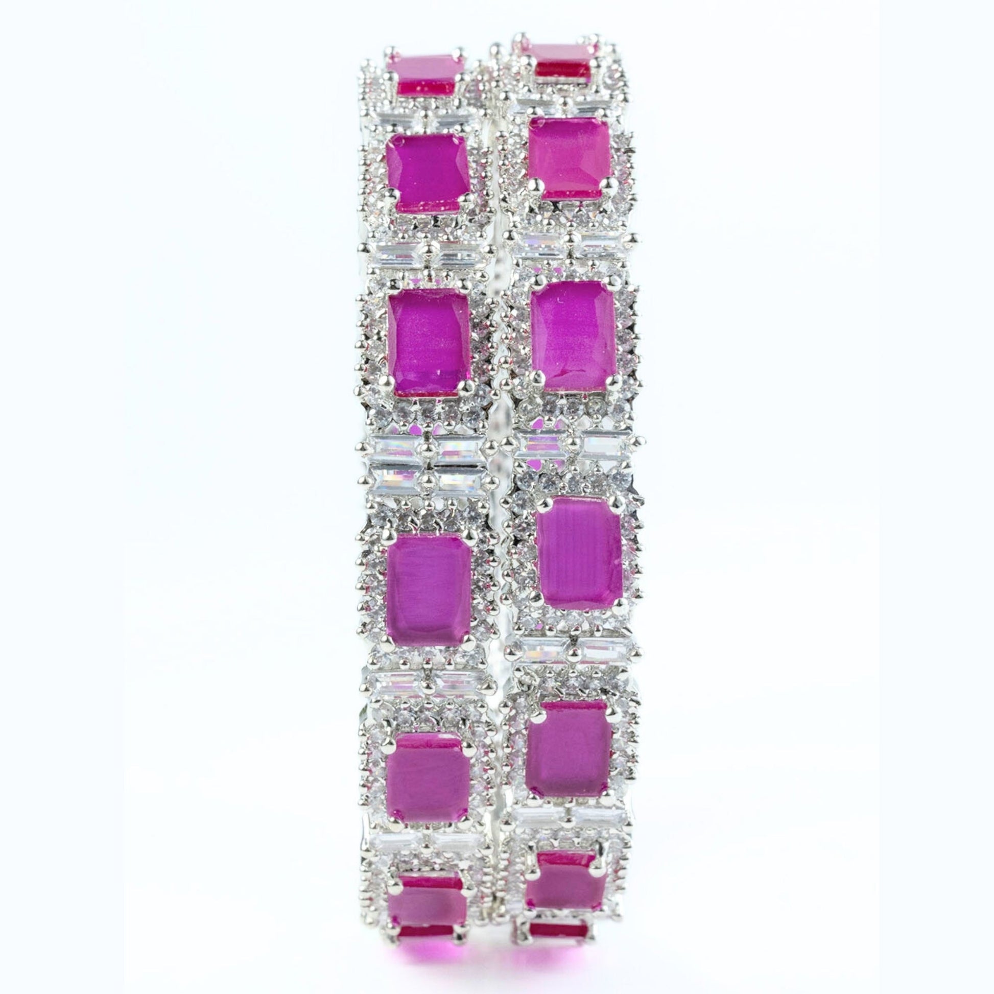 Alluring Party Wear Rhodium Bangles (Pack of 2) - Opal Touch