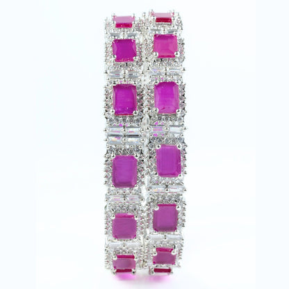 Alluring Party Wear Rhodium Bangles (Pack of 2) - Opal Touch