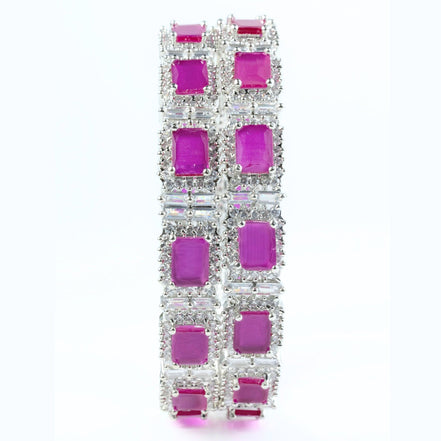Alluring Party Wear Rhodium Bangles (Pack of 2) - Opal Touch