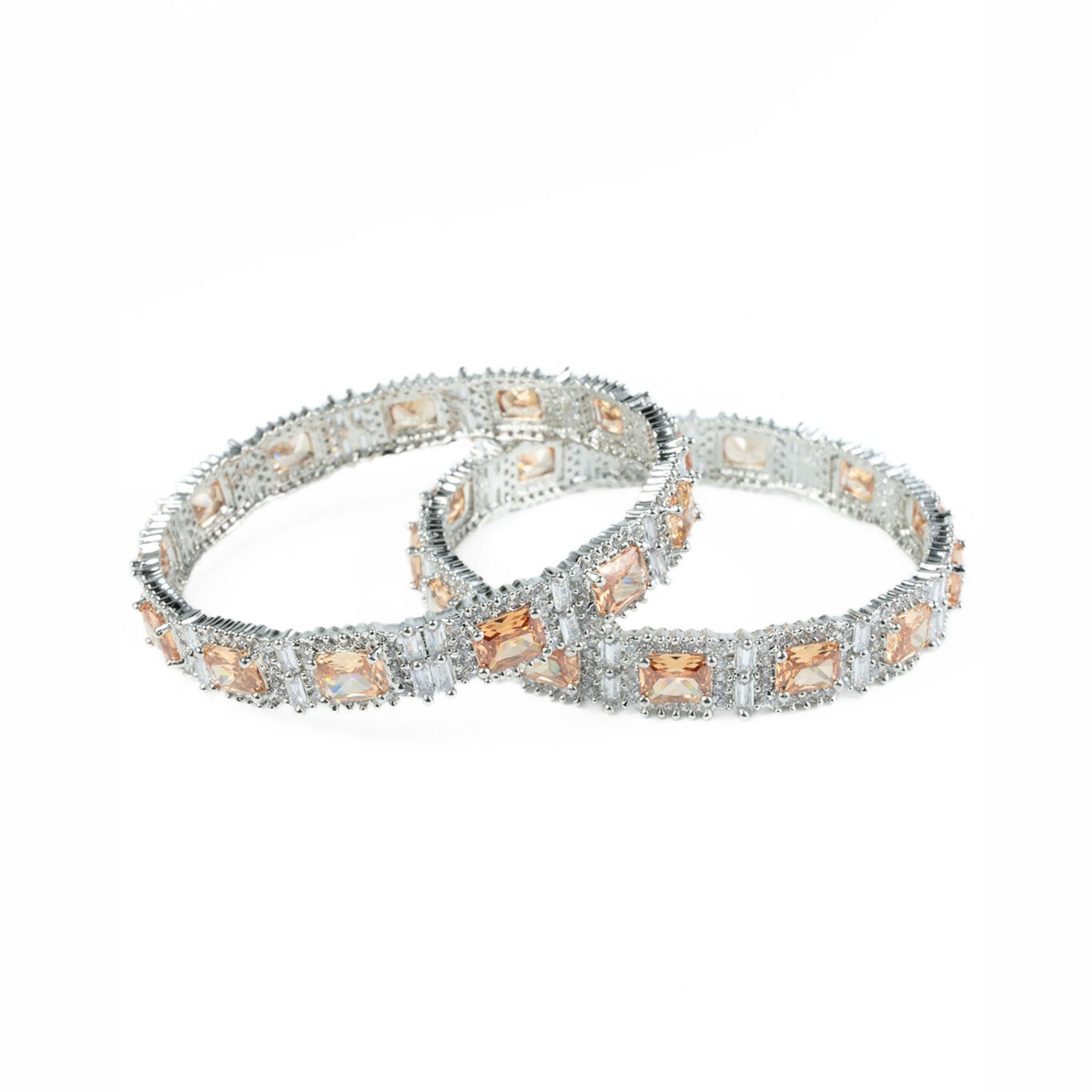 Alluring Party Wear Rhodium Bangles (Pack of 2) - Opal Touch