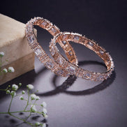 Opal Touch - Alluring Party Wear Rose Gold Bangles (Pack of 2) - Bangles