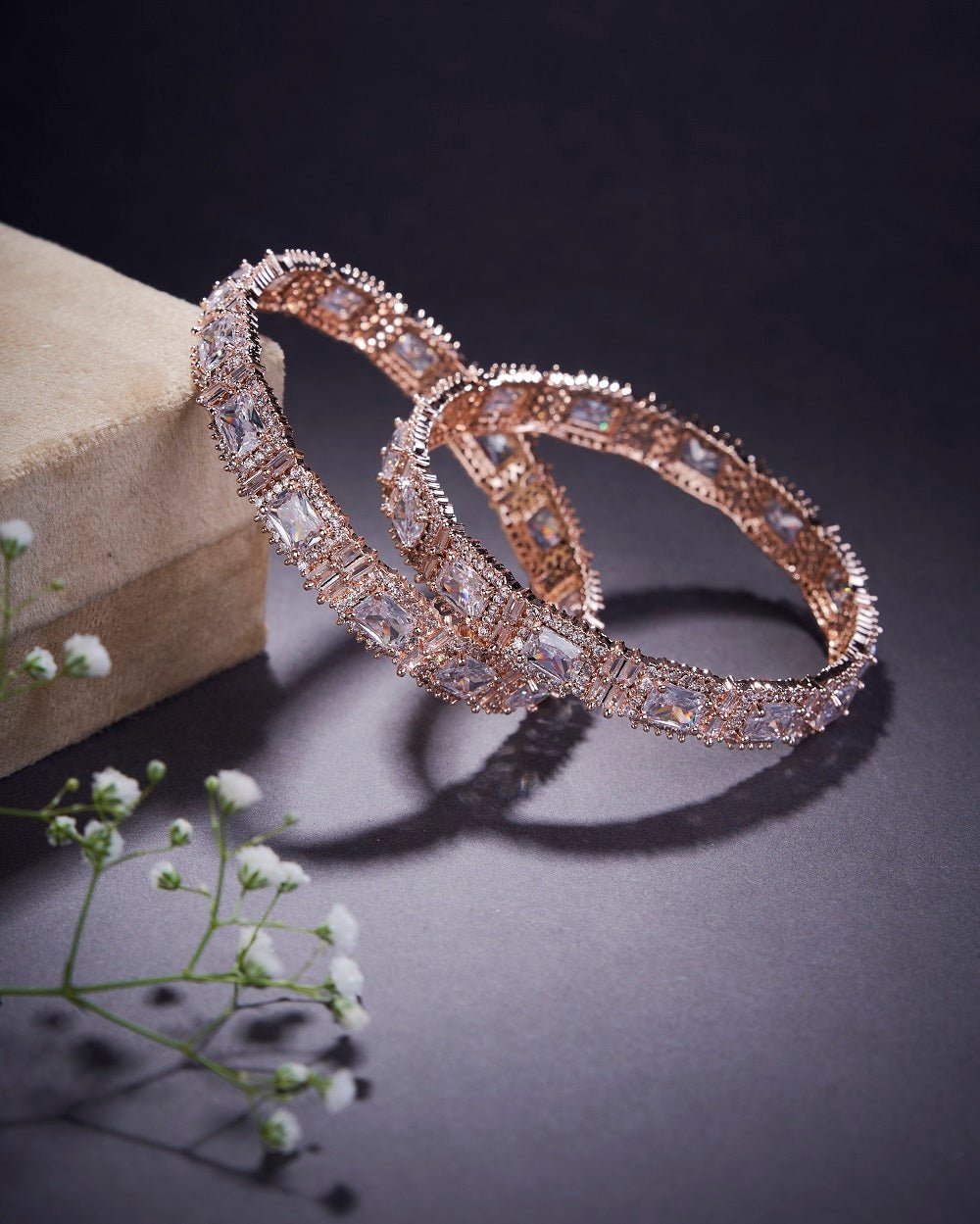 Opal Touch - Alluring Party Wear Rose Gold Bangles (Pack of 2) - Bangles