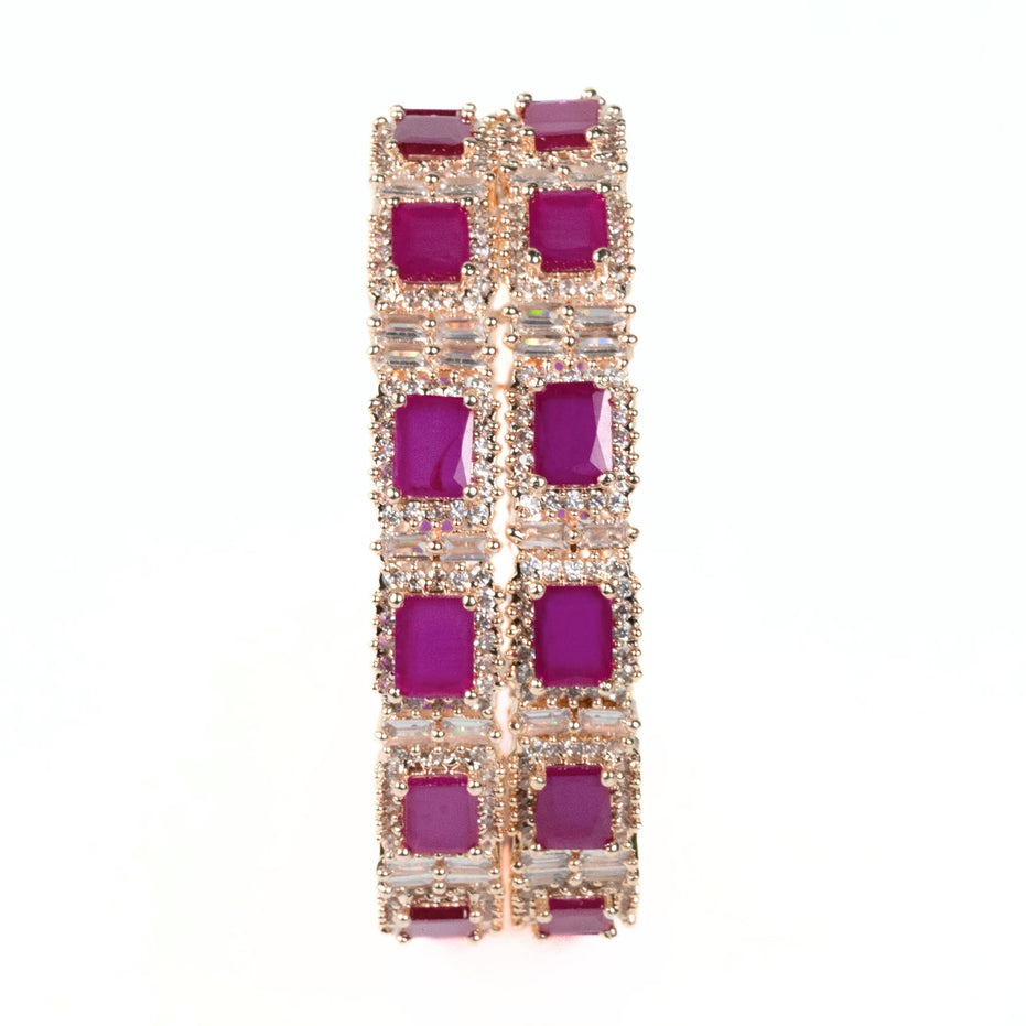 Alluring Party Wear Rose Gold Bangles (Pack of 2) - Opal Touch