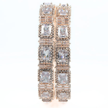 Alluring Party Wear Rose Gold Bangles (Pack of 2) - Opal Touch