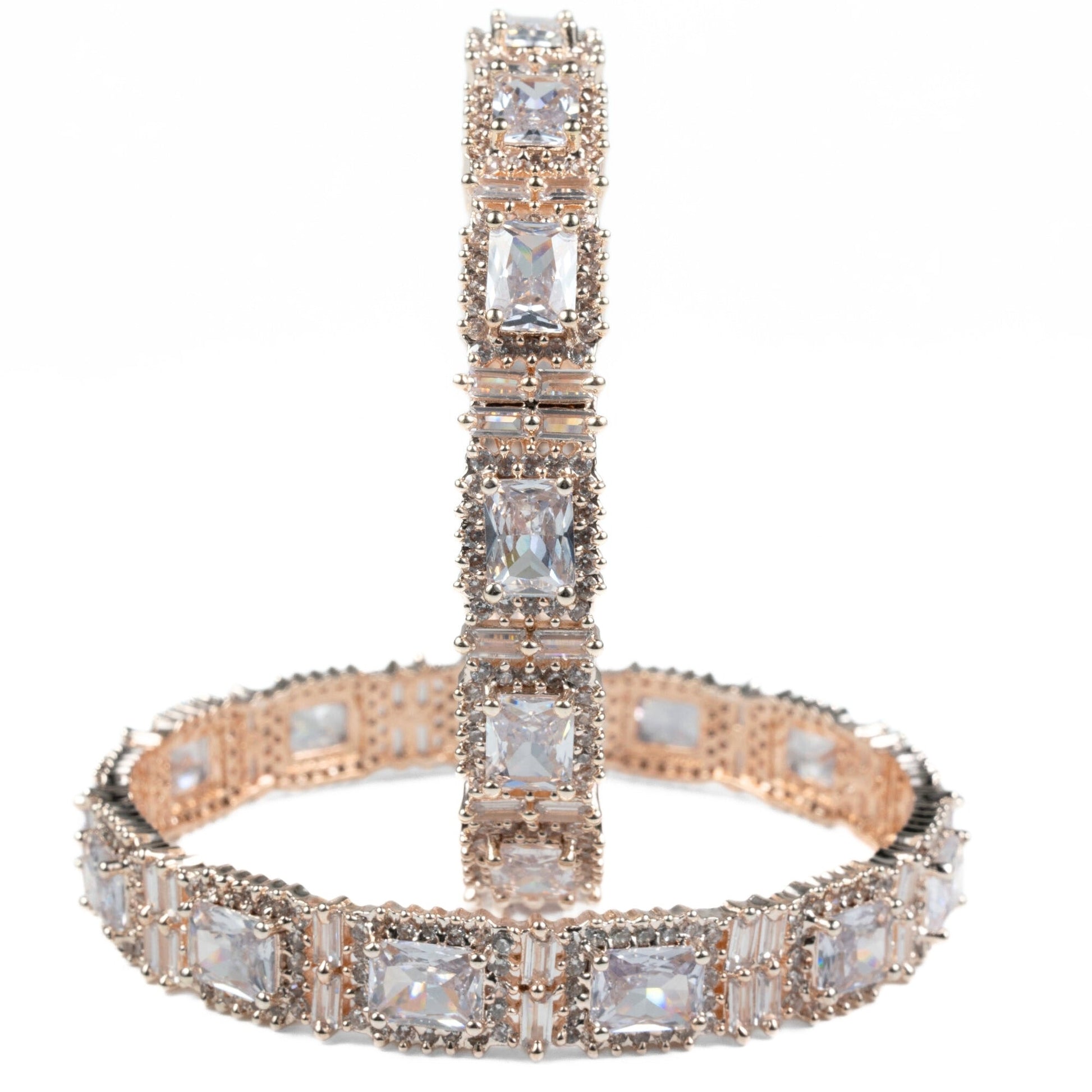 Alluring Party Wear Rose Gold Bangles (Pack of 2) - Opal Touch