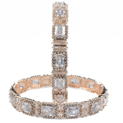 Alluring Party Wear Rose Gold Bangles (Pack of 2) - Opal Touch