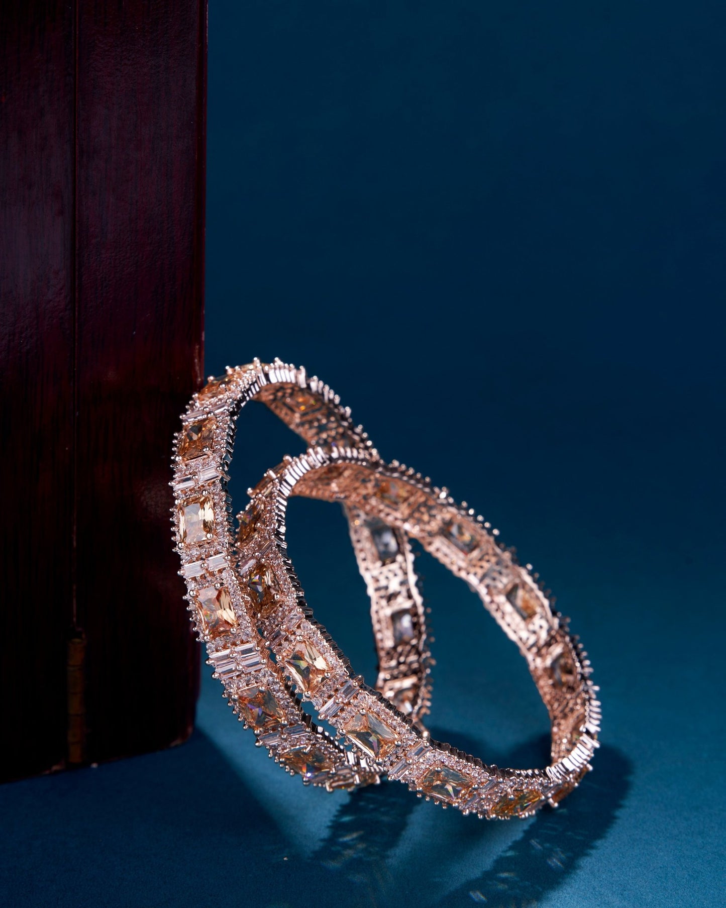 Opal Touch - Alluring Party Wear Rose Gold Bangles (Pack of 2) - Bangles