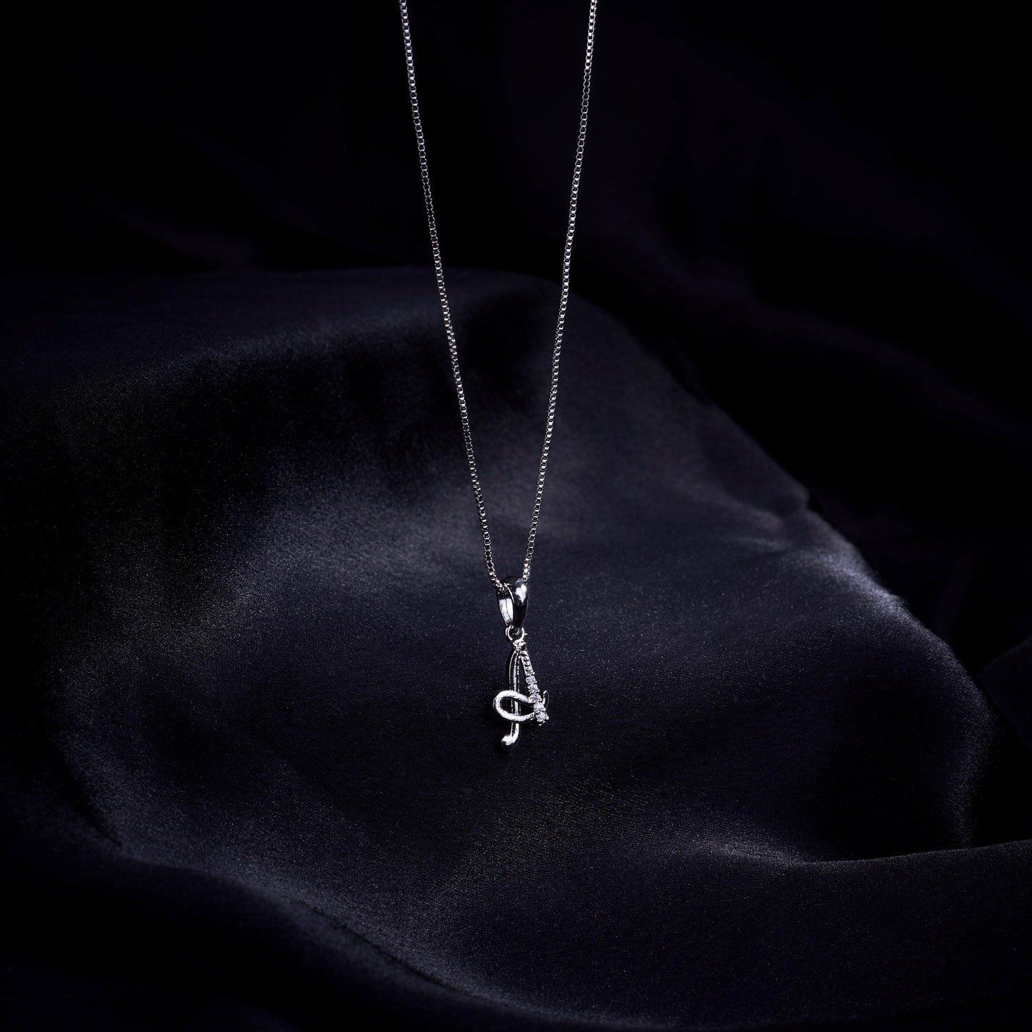 Opal Touch - Alphabet A Rhodium Locket with 18 Inch Chain | Opal Touch - Locket Set