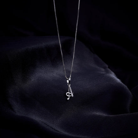 Opal Touch - Alphabet A Rhodium Locket with 18 Inch Chain | Opal Touch - Locket Set