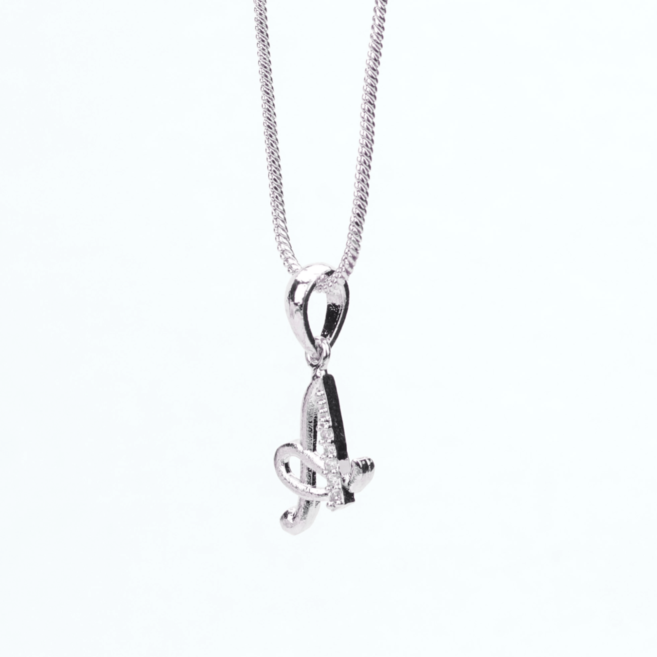 Opal Touch - Alphabet A Rhodium Locket with 18 Inch Chain | Opal Touch - Locket Set