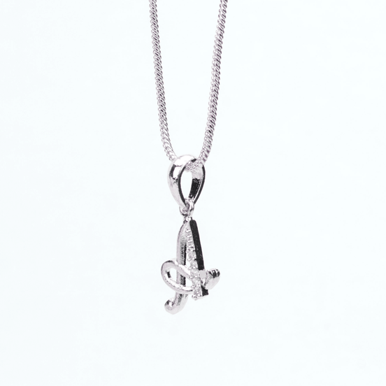 Opal Touch - Alphabet A Rhodium Locket with 18 Inch Chain | Opal Touch - Locket Set